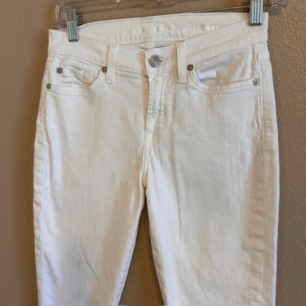 7 For All Mankind‎ Gwenevere White Denim Ankle Jeans 25 Skinny Stretch